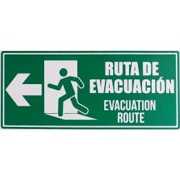 Señal Ruta Evacuacion Puerta Izquierda 30x15