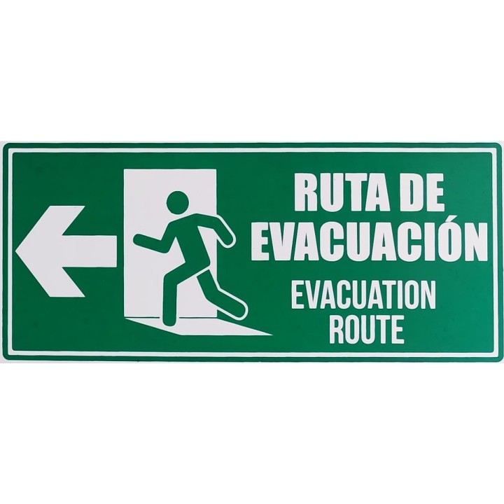 Señal Ruta Evacuacion Puerta Izquierda 30x15
