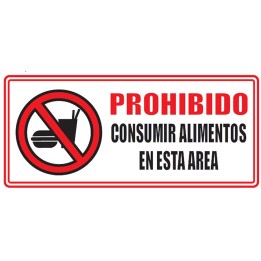 Señal Prohibido Consumir Alimentos 30x15