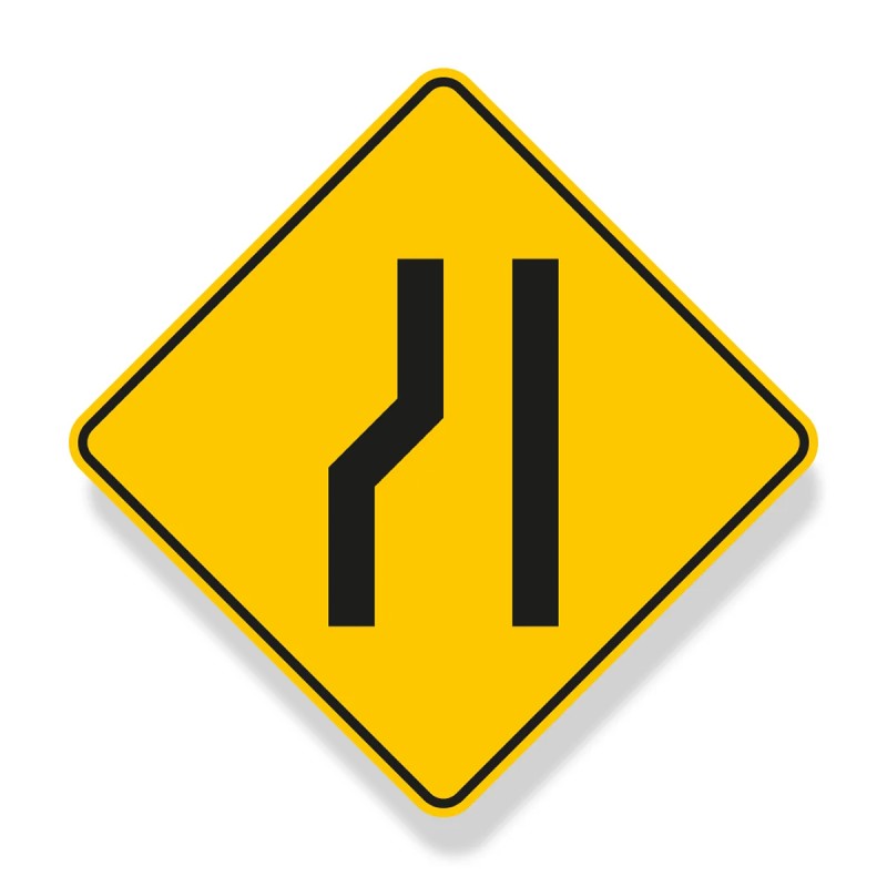 Señal REDUCCION ASIMETRICA DE LA CALZADA (IZQUIERDA) SPO-30 60x60