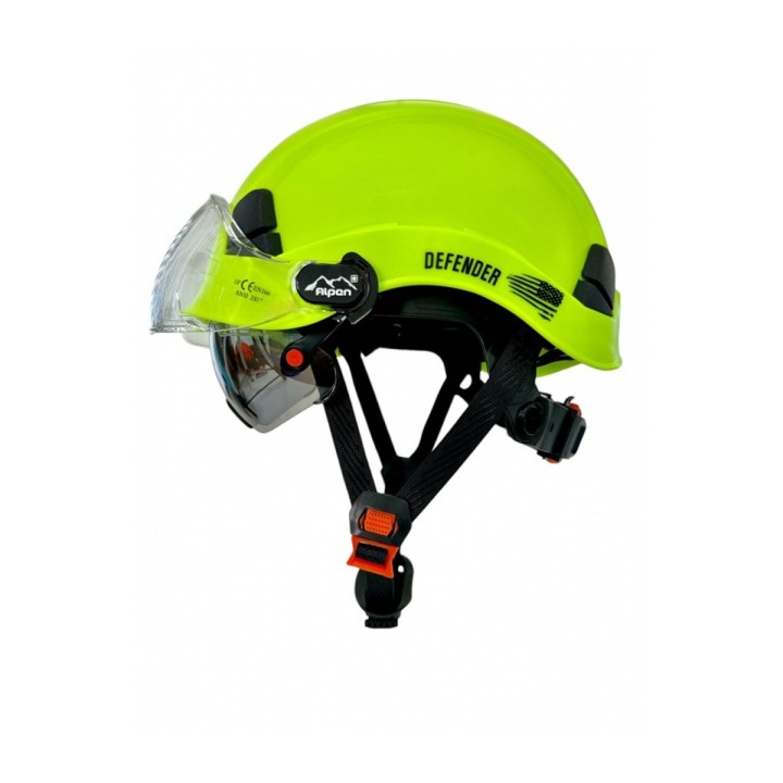 Casco Alpen Defender con Barbuquejo - Sujetador Linterna y Visor