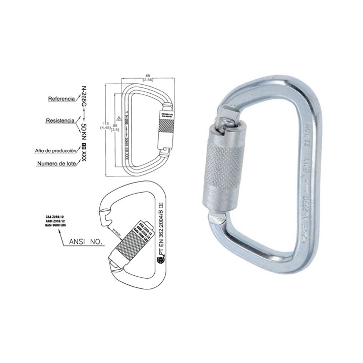 Mosqueton Carabinero Acero N268g 50 Kn YOKE