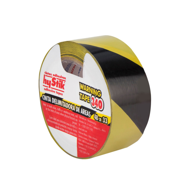 Cinta Demarcacion Negro/Amarillo 33Mtrs x4.8cm Adhesivo 344 hyStik