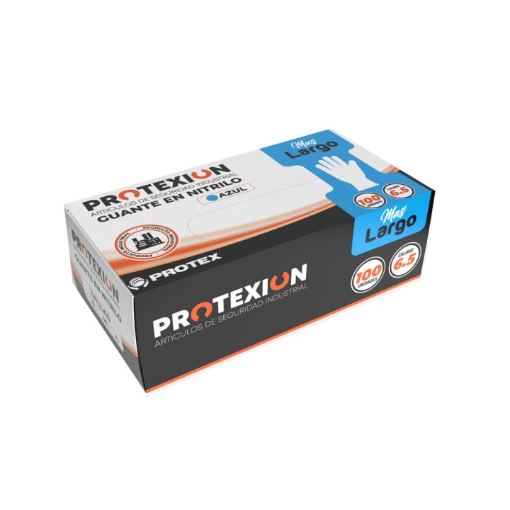 Guante Examen Nitrilo Protexion Azul Caja x 100 Unid Industrial Cal 6
