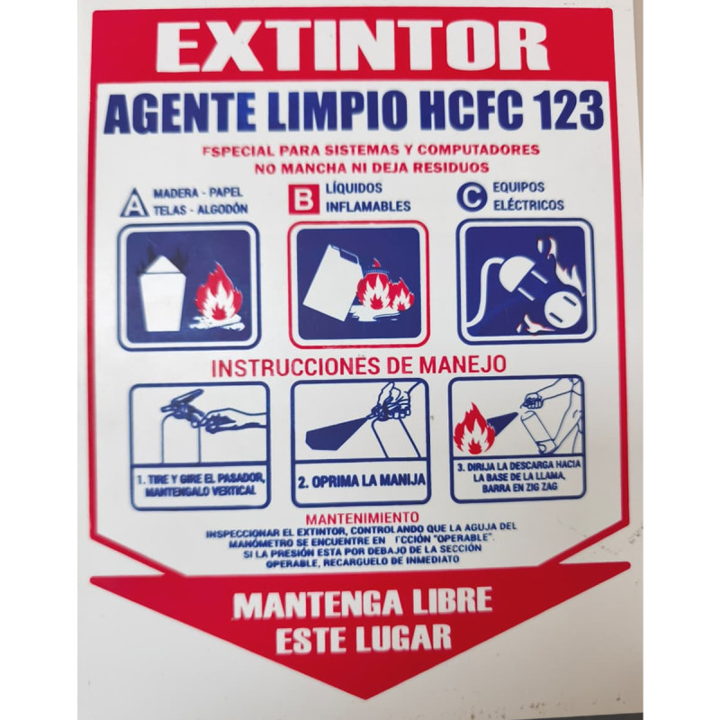 Señal Extintor Agente Limpio HCFC 20x25