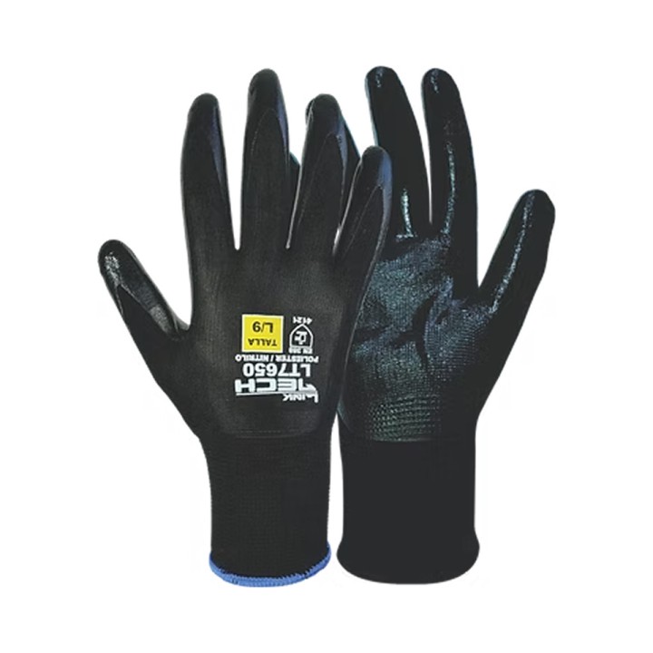 Guante Nitrilo Poliester Negro LT7650 Linktech