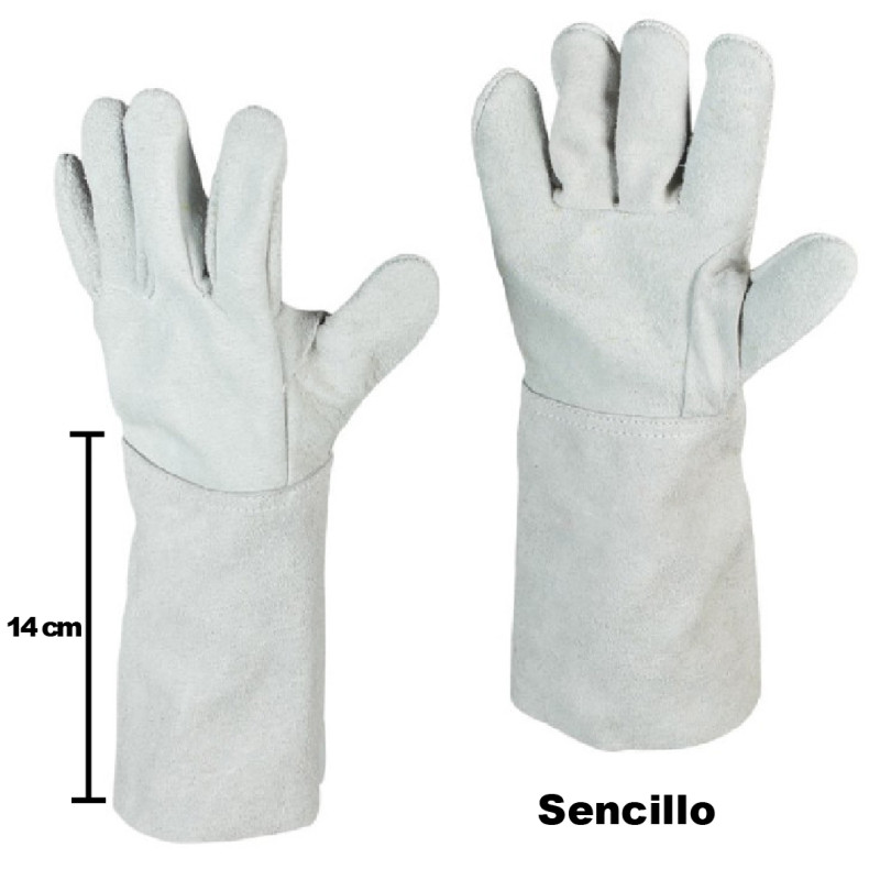 Guantes de Carnaza Largo 14 Cm Sencillo