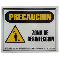 Señal Zona Desinfección 20X25