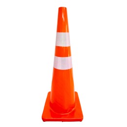 Cono 90 Cms Pvc Base Naranja 2 Reflectivos