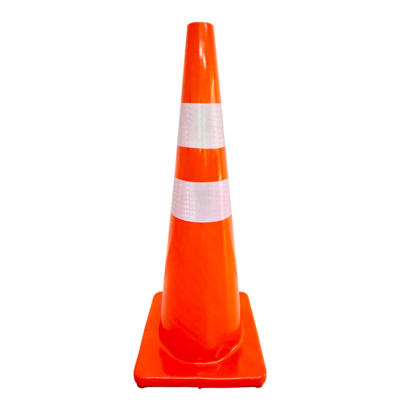 Cono 90 Cms Pvc Base Naranja 2 Reflectivos