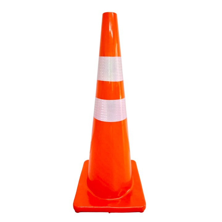 Cono 90 Cms Pvc Base Naranja 2 Reflectivos