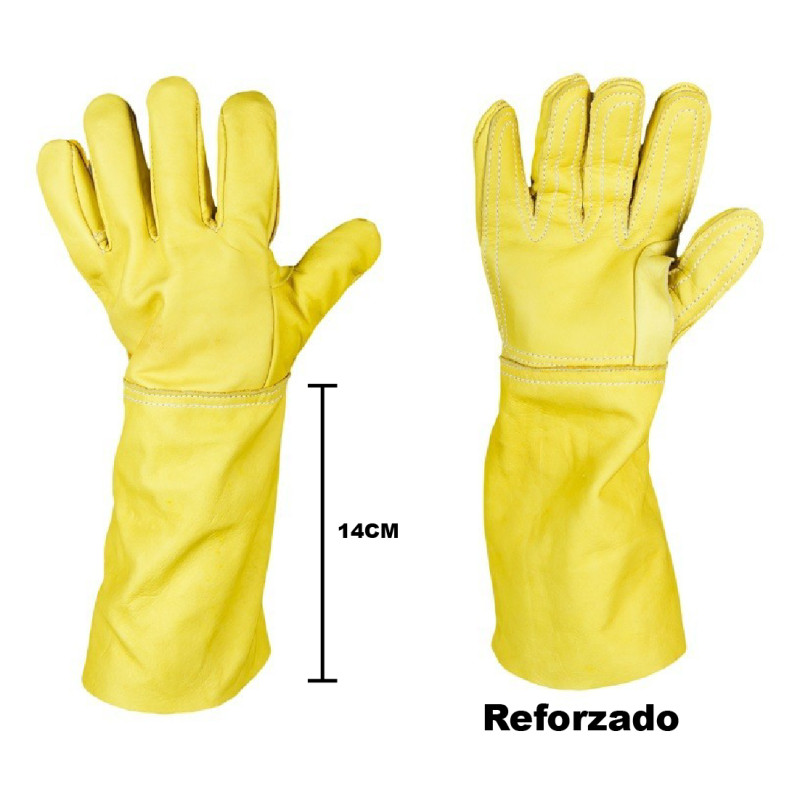 Guantes de Vaqueta Reforzado Vaqueta 5 Dedos Largo 14 Cm