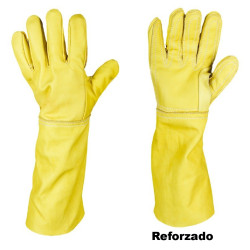 Guantes de Vaqueta Reforzado Vaqueta 5 dedos Largo 20 cm
