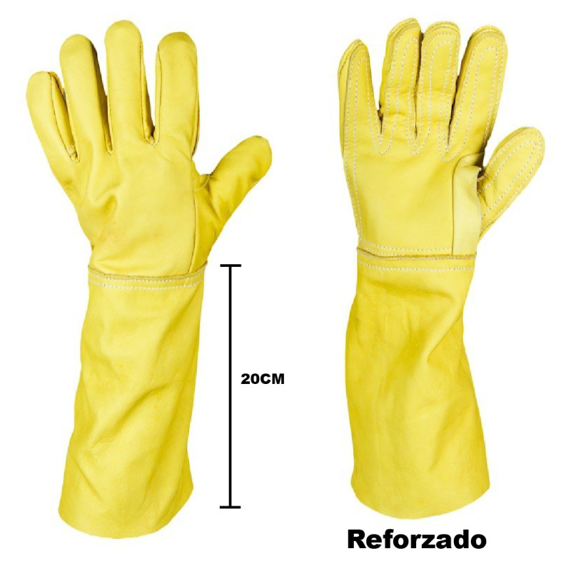 Guantes de Vaqueta Reforzado Vaqueta 5 dedos Largo 20 cm
