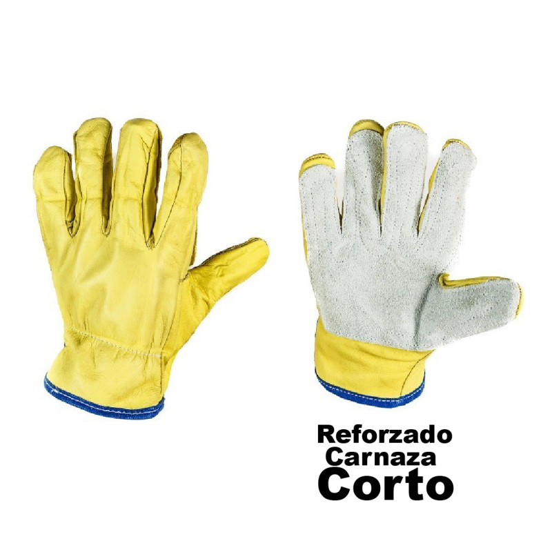 Guantes de Vaqueta Reforzado Carnaza 5 dedos Corto