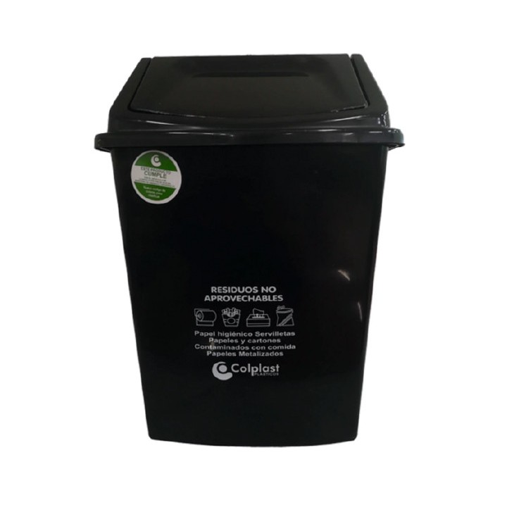 Papelera Vaiven 22 Lts Negro ColPlast