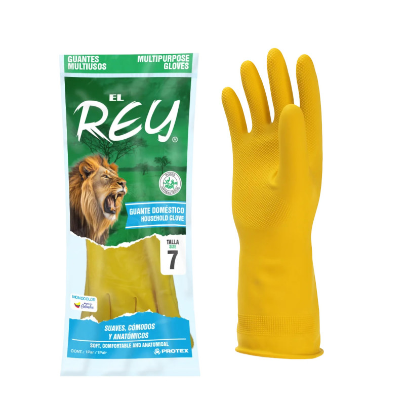Guante Plastico Domestico Calibre 18 Amarillo Protexion