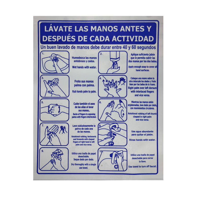 Señal Lavate las manos antes y despues de cada actividad 20x25