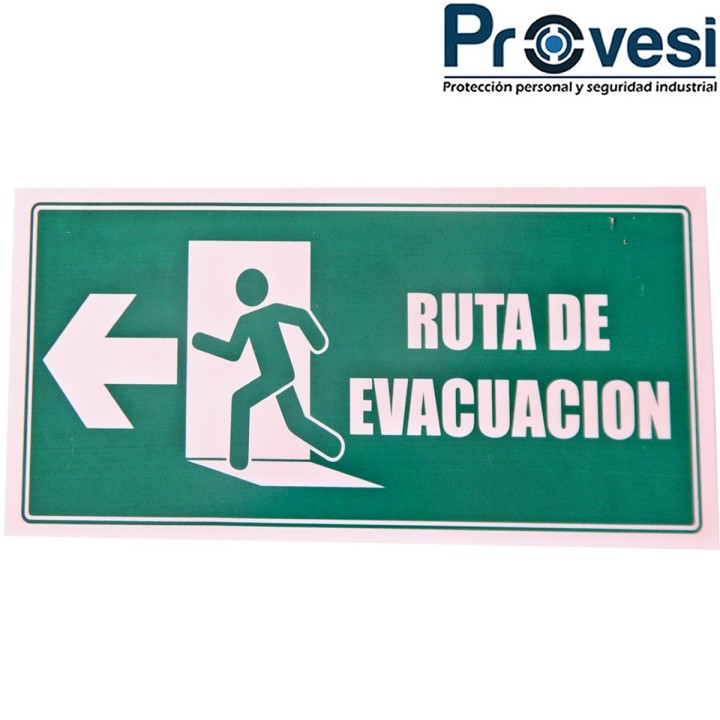 Señal Ruta Evacuacion Puerta Izquierda 30x15