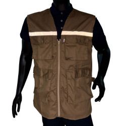 Chaleco Dril Reflectivo/Cierre Cremallera Con Bolsillos Hombre