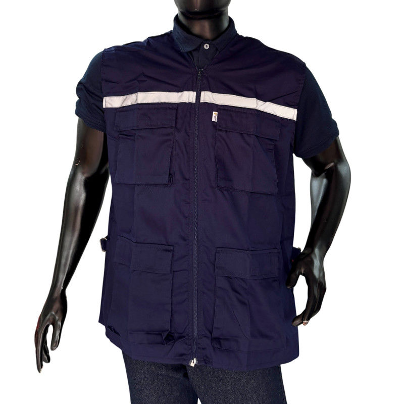 Chaleco Dril Reflectivo/Cierre Cremallera Con Bolsillos Hombre