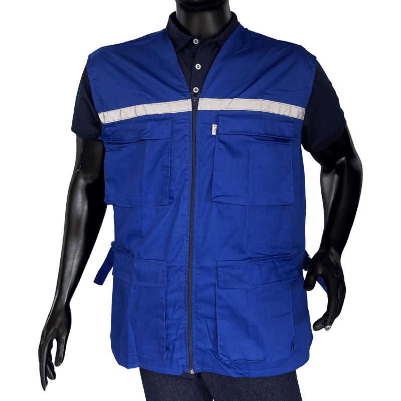 Chaleco Dril Reflectivo/Cierre Cremallera Con Bolsillos Hombre