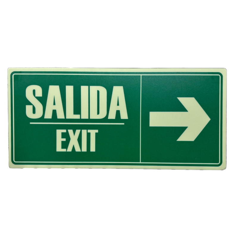 Señal Fotoluminiscente Salida Flecha Derecha 30x15