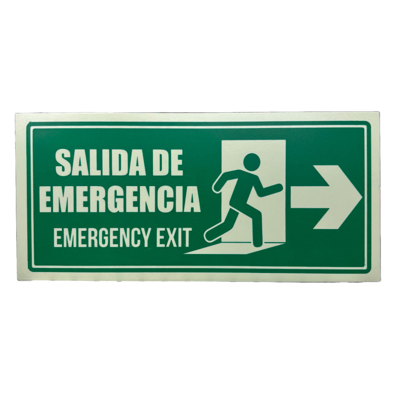 Señal Fotoluminiscente Salida Emergencia Puerta Derecha 30x15