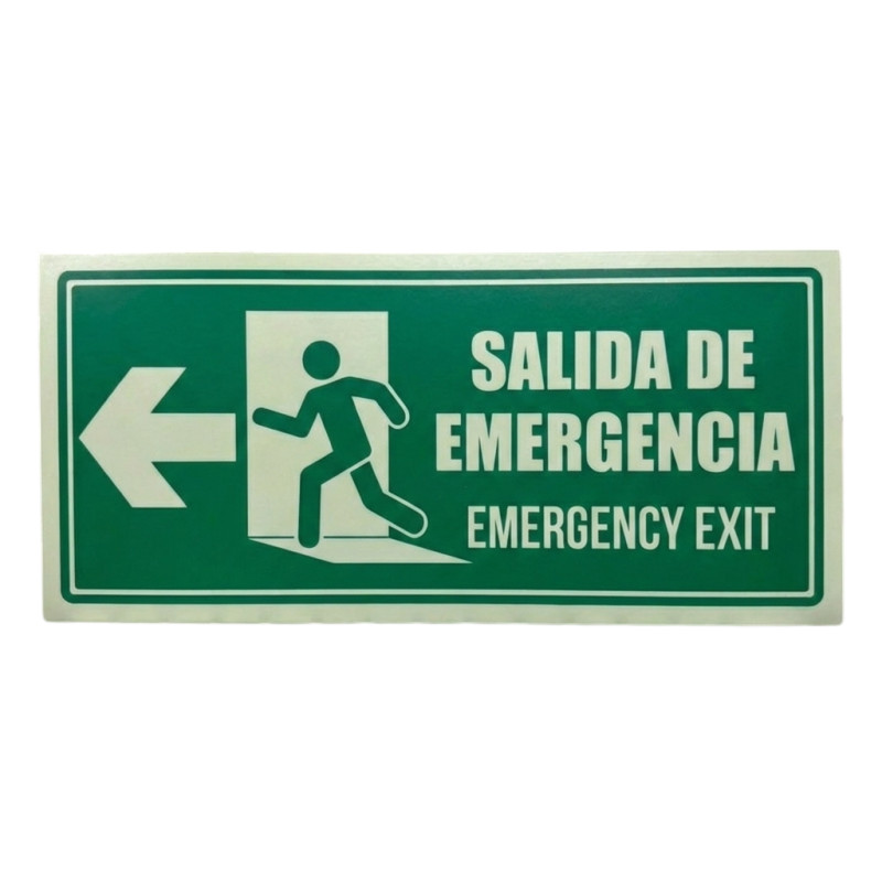 Señal Fotoluminiscente Salida Emergencia Puerta Izquierda 30x15