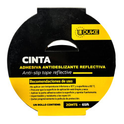 Cinta Antideslizante Reflectivo Fotoluminicente Negra 20 Mtrs x 5 cm Uduke