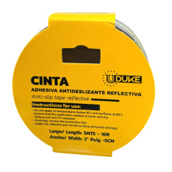 Cinta Antideslizante Reflectivo Fotoluminicente Negra 5 Mtrs x 5 cm Uduke