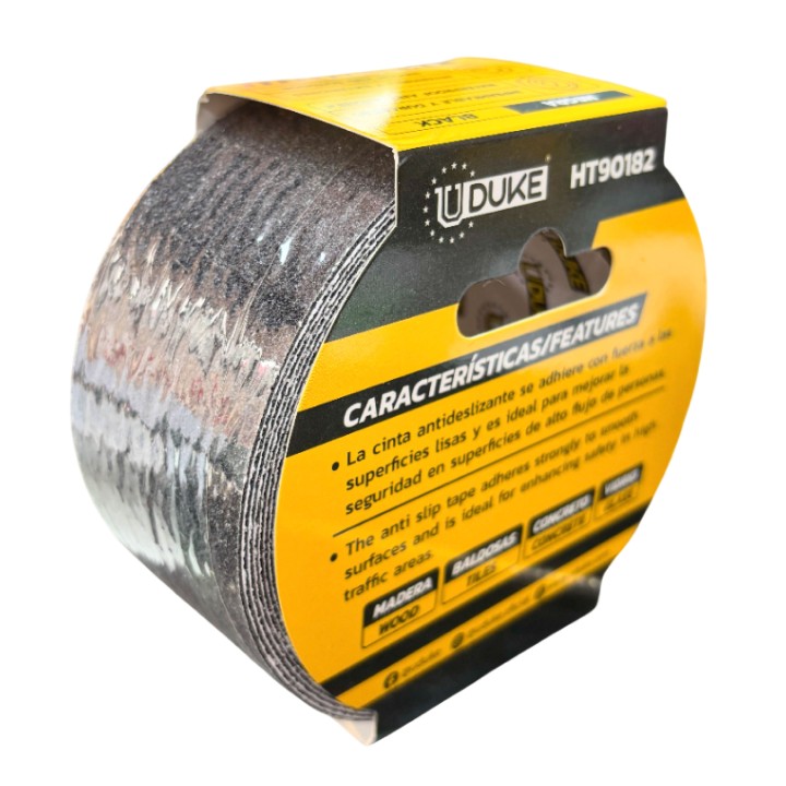 Cinta Antideslizante Reflectivo Fotoluminicente Negra 5 Mtrs x 5 cm Uduke
