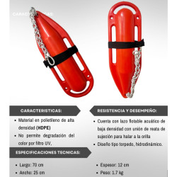 Torpedo Salvavidas Polietileno CPC 70x25x12cm