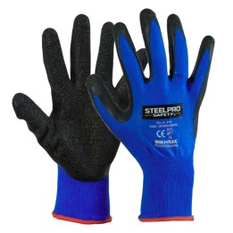 Guante Latex Multiflex Polyester Azul Steelpro