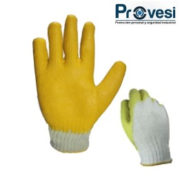 Guante Hilo-Latex Amarillo Encauchetado