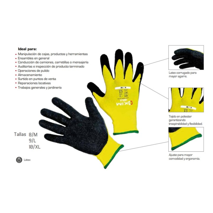 Guante Poliester Latex  Negro Heka Kim
